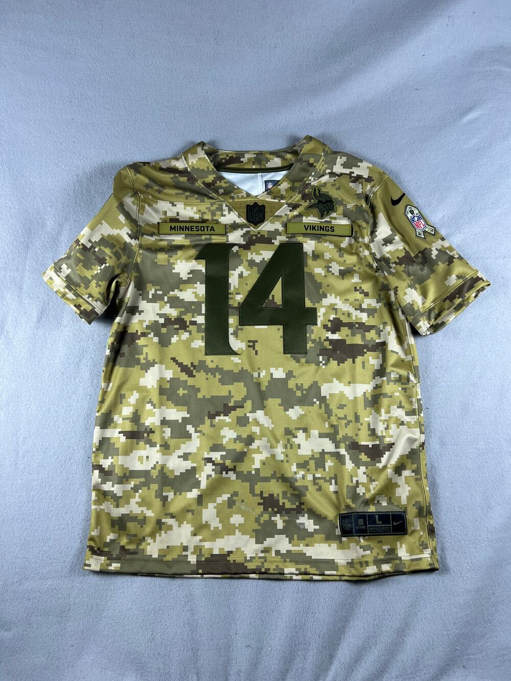 Minnesota Vikings Stefon Diggs #14 Jersey NFL On Field L Salute To Service Camo